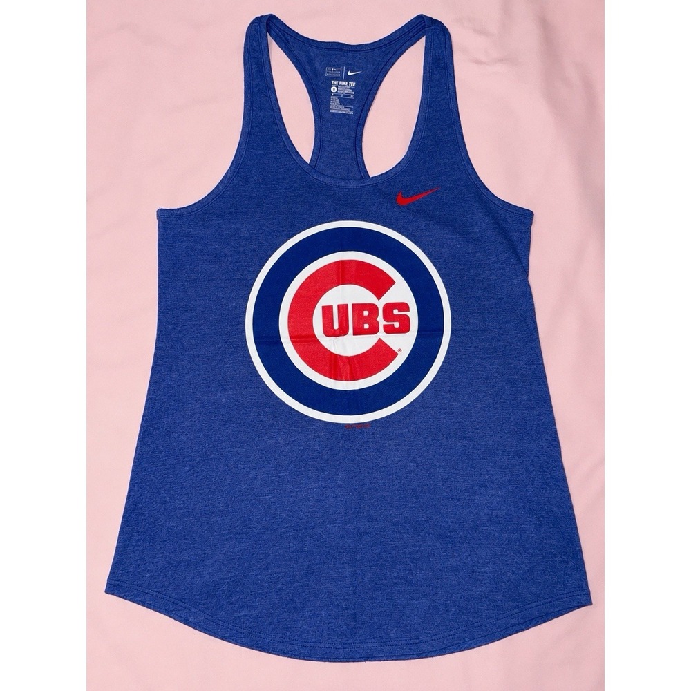 Nike Chicago Cubs Tank Top Women's Small Blue Racerback MLB Logo Tee